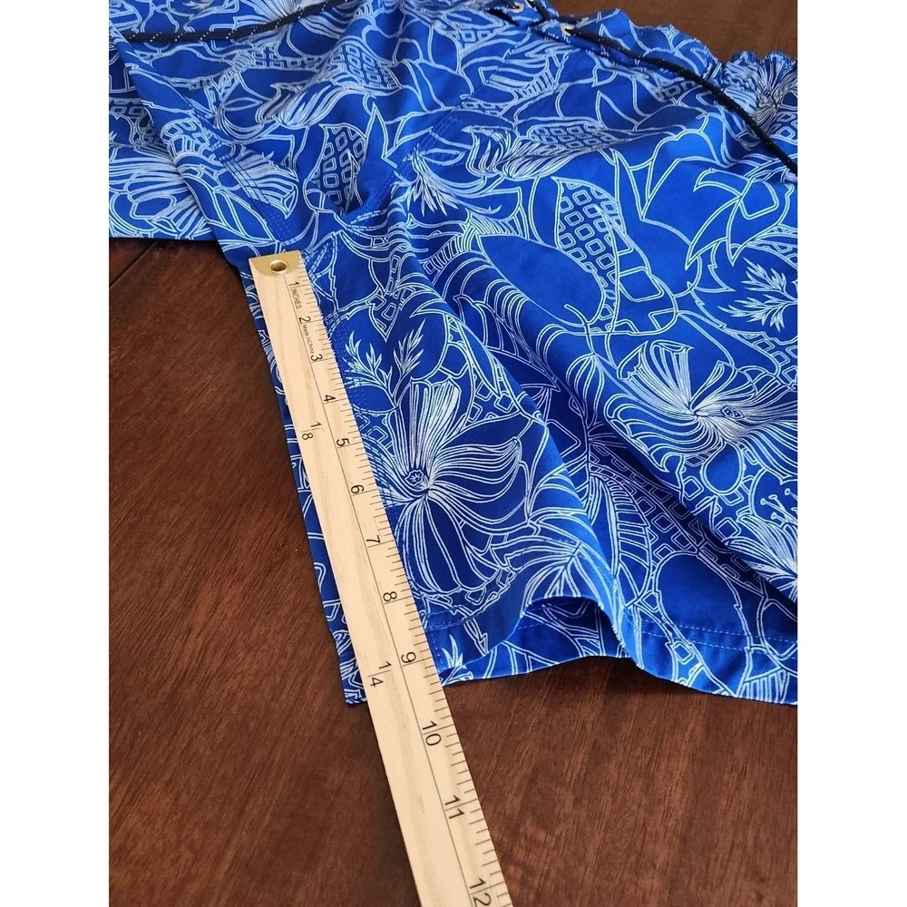Coolibar Board Shorts Mens Large‎ Cobalt Maui Floral Print UPF50 Lined Hawaiian